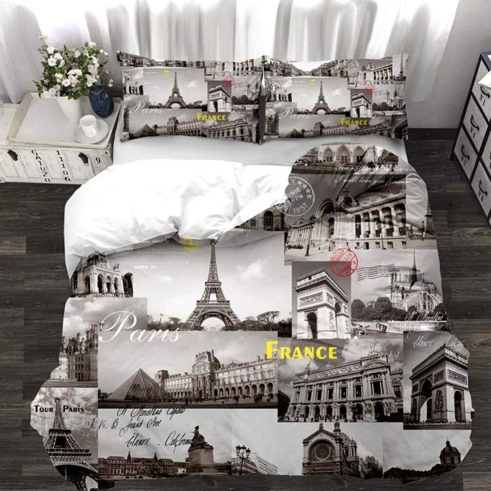 Duvet Cover Set Soft London Themed Comforter Cover Set 3 Pieces