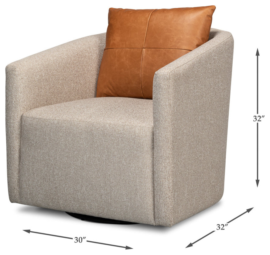 Bronson Swivel Club Chair in Beige Performance Fabric   Traditional   Armchairs And Accent Chairs   by Sideboards and Things  Houzz