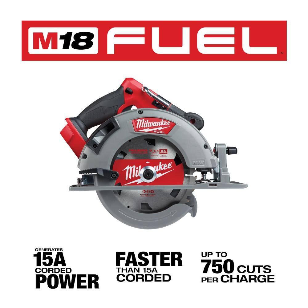 MW M18 FUEL 120 MPH 450 CFM 18V Lithium-Ion Brushless Cordless Handheld Blower wM18 7-14 in. Circular Saw 6.0 Ah Battery 2724-20-2732-20-48-11-1865