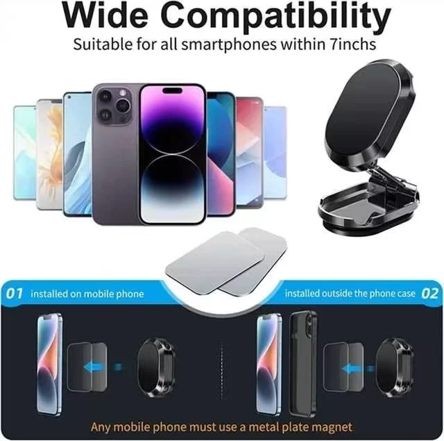 🔥  Promotion 47% OFF - Alloy Folding Magnetic Car Phone Holder