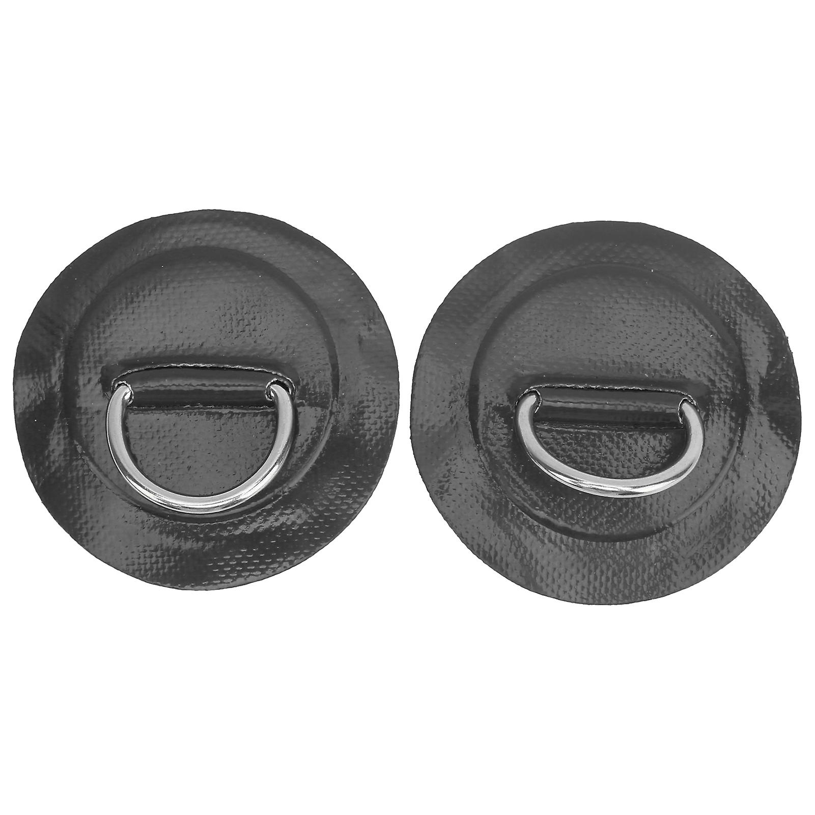 2pcs Inflatable Boat Kayak Dring Pad Patch Pvc Marine Stainless Steel Fixed Buckle(black )