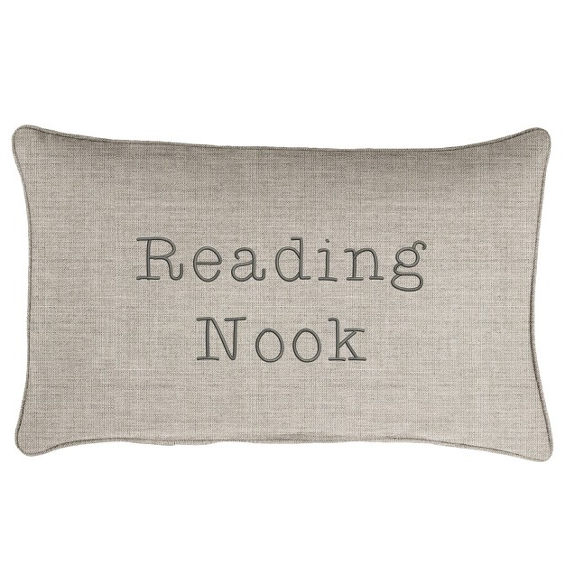 Indoor outdoor Reading Nook Embroidered Lumbar Throw Pillow Sorra Home