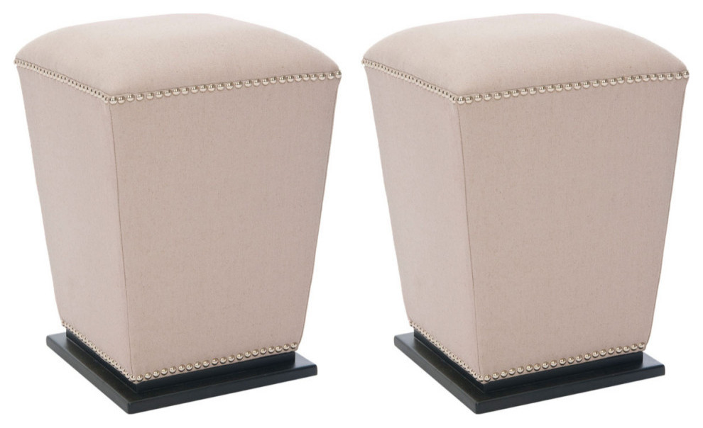 Sonny Ottoman Beige Fabric Set of 2 Black/ Taupe   Transitional   Footstools And Ottomans   by Virgil Stanis Design  Houzz