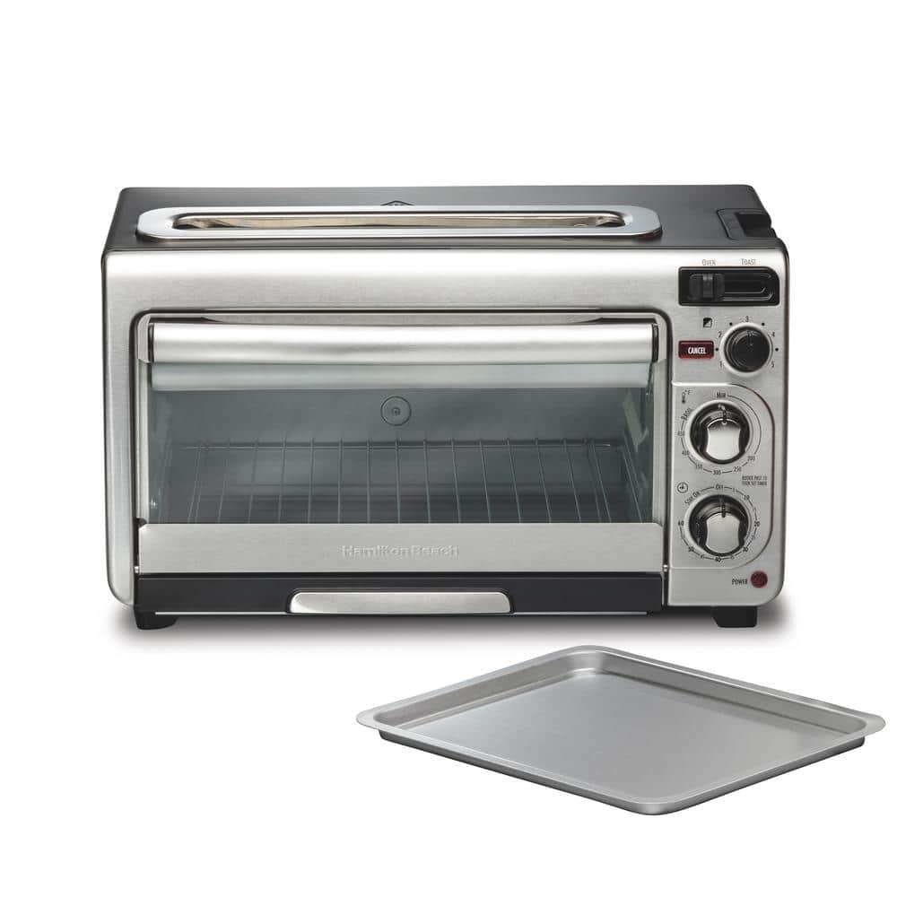 Hamilton Beach 2 in 1 1450 W 4-Slice Silver Toaster Oven with 2-Slice Toaster Slots 31156