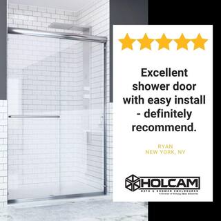 Holcam Distinctive 58 in. x 70.5 in. Frameless Sliding Shower Door in Matte Black DSE.MBL.CLR.5874.HS