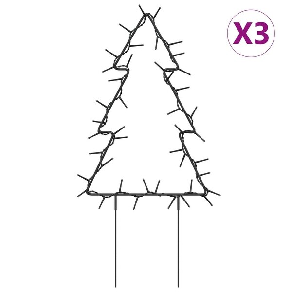 vidaXL Christmas Light Decorations with Spikes 3 pcs Tree 50 LEDs 11.8