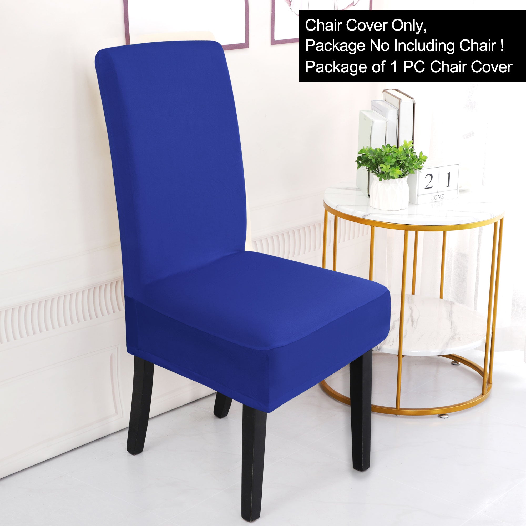 Unique Bargains Stretch Polyester Dining Chair Covers Protector Set of 6, Blue