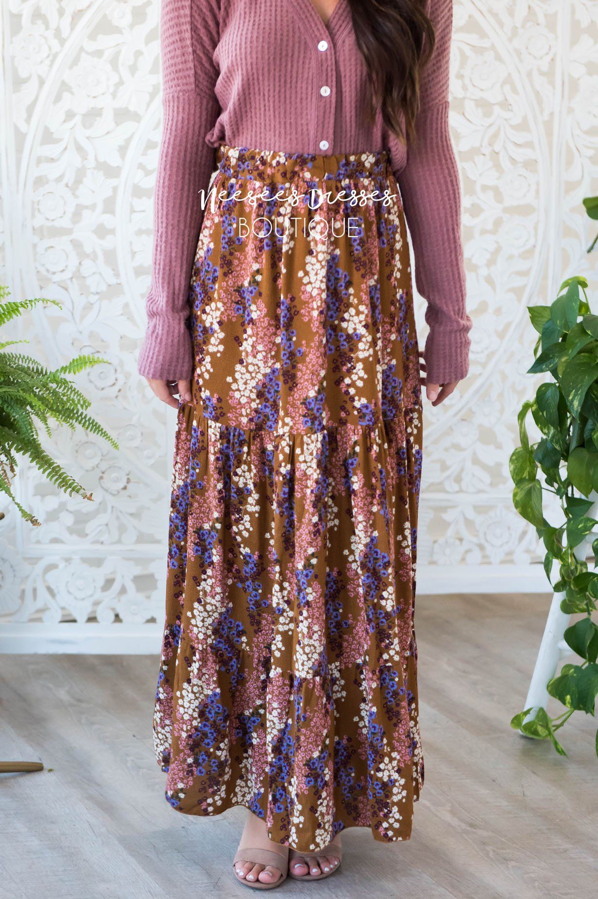 Flower Medley Tier Maxi Skirt