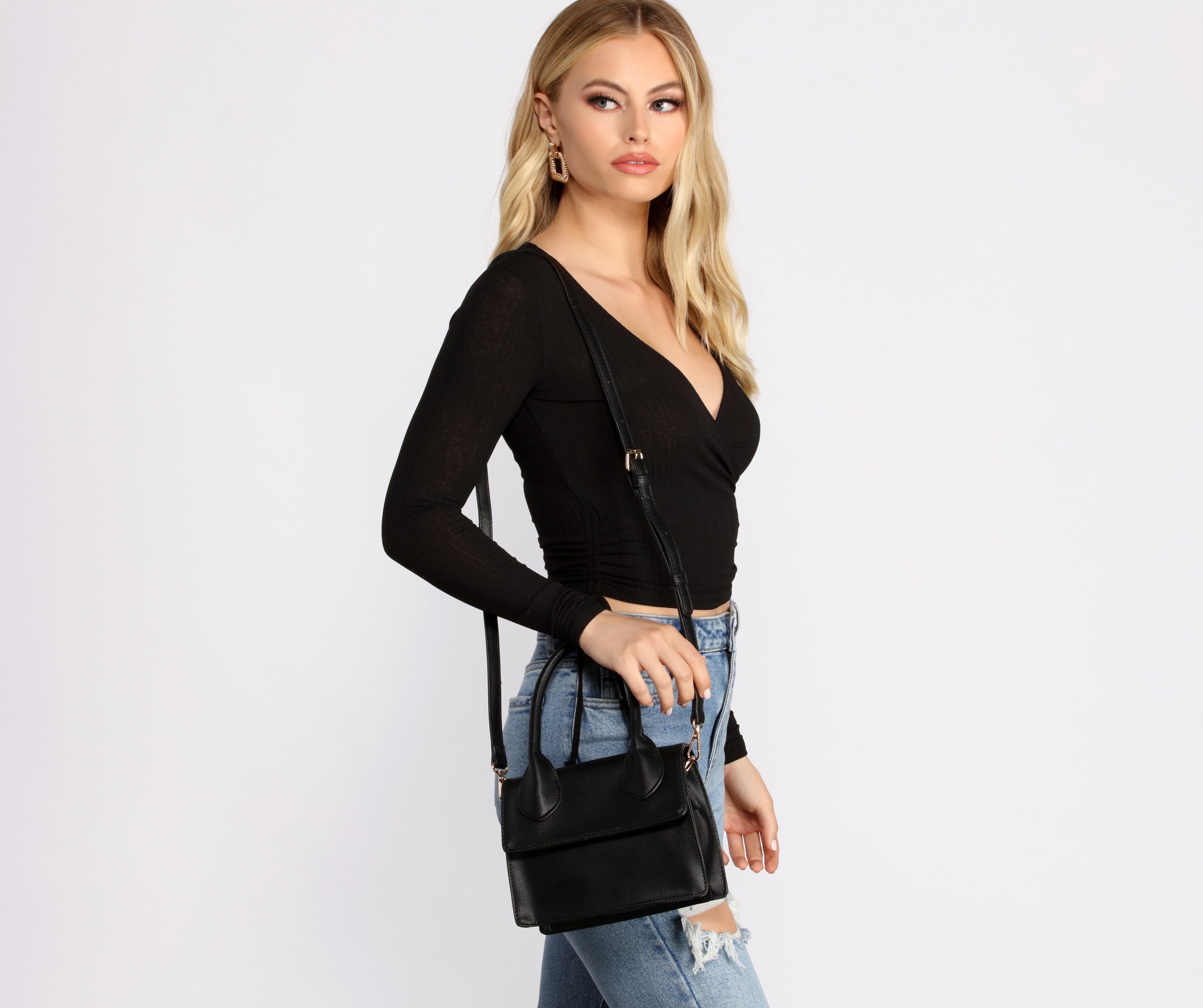 Savvy And Sassy Faux Leather Crossbody Purse