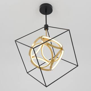 Artika Luxury 29-Watt Integrated LED Black and Gold Modern Hanging Pendant Chandelier Light Fixture for Dining Room or Kitchen PDT-LU-HD2