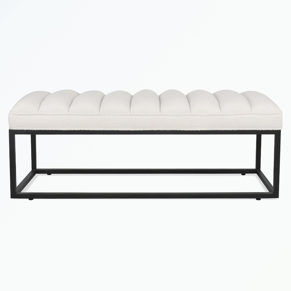 Metal Base Upholstered Bench for Bedroom and Entryway