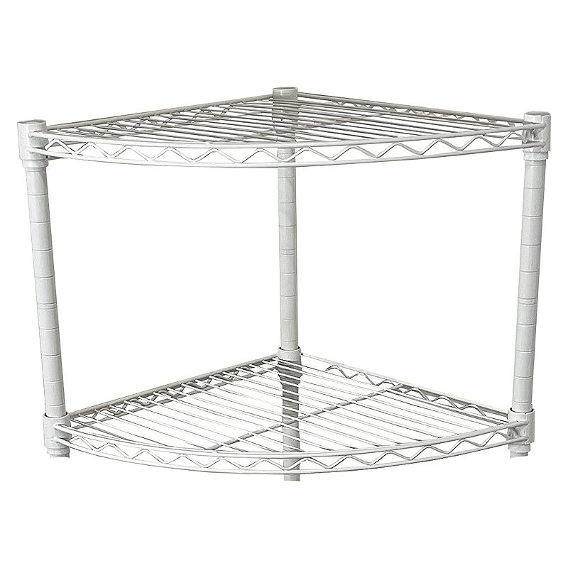 Juggernaut Storage Steel Wire 5-Tier Corner Home Shelving Unit Tower， White