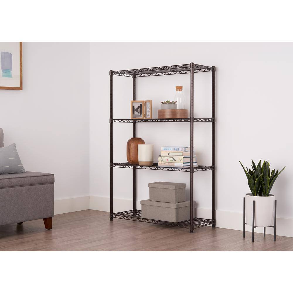 TRINITY Dark Bronze 4-Tier Steel Wire Shelving Unit (36 in. W x 54 in. H x 14 in. D) TBFPBR-0901