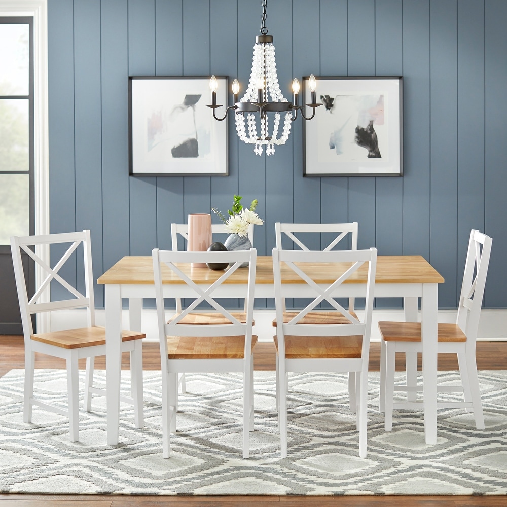 Simple Living Crossback White/ Natural 7 piece Dining Set