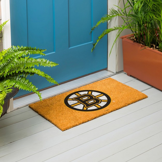 Evergreennhlboston Bruins Logo Natural Coir 28 X 16 Inches Indoor Outdoor Doormat