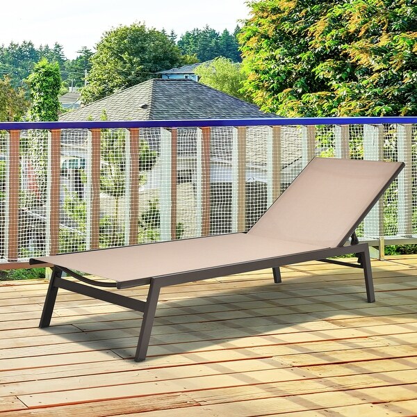 Costway Patio Lounge Chair Chaise Recliner Back Adjustable Garden