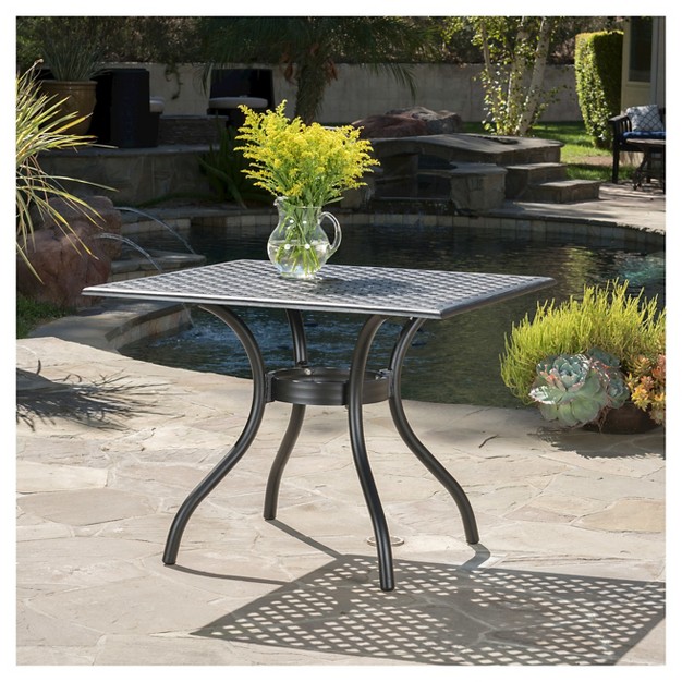 Cayman Square Cast Aluminum Table Black Sand Christopher Knight Home