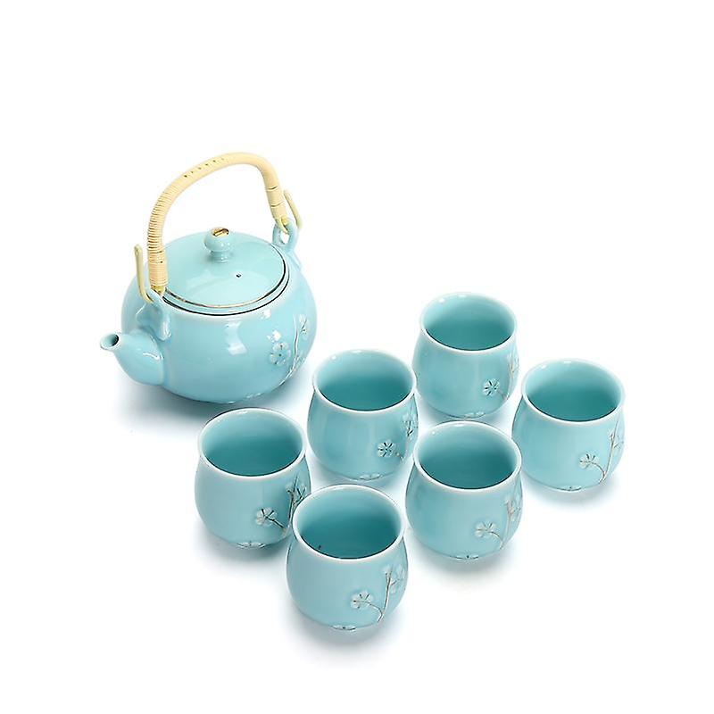 Chinese Ceramic Tea Pot Set with 6 Tea cups and Infuser