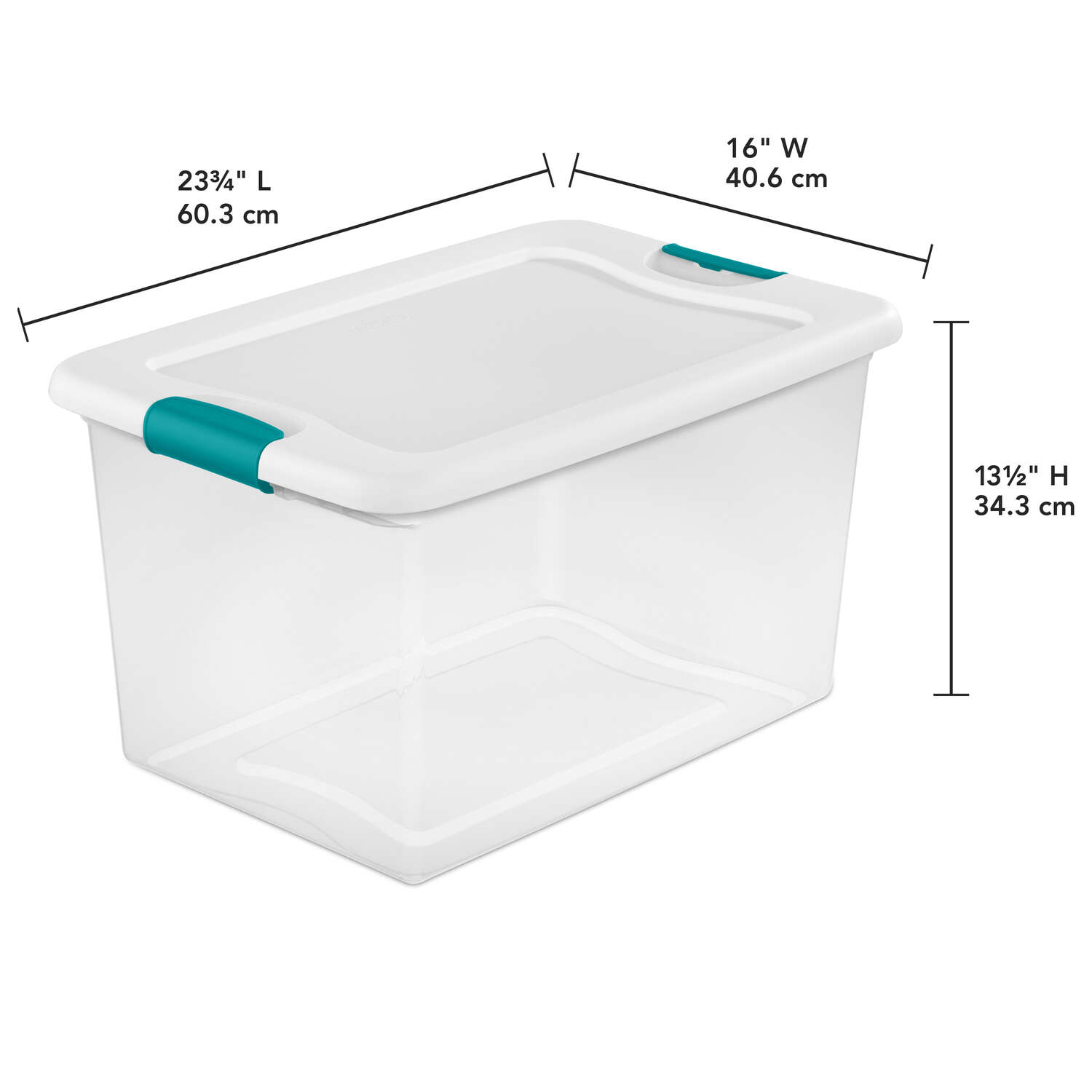 Sterilite 64 qt Clear/White Latch Storage Box 13-1/2 in. H X 23-3/4 in. W X 16 in. D Stackable