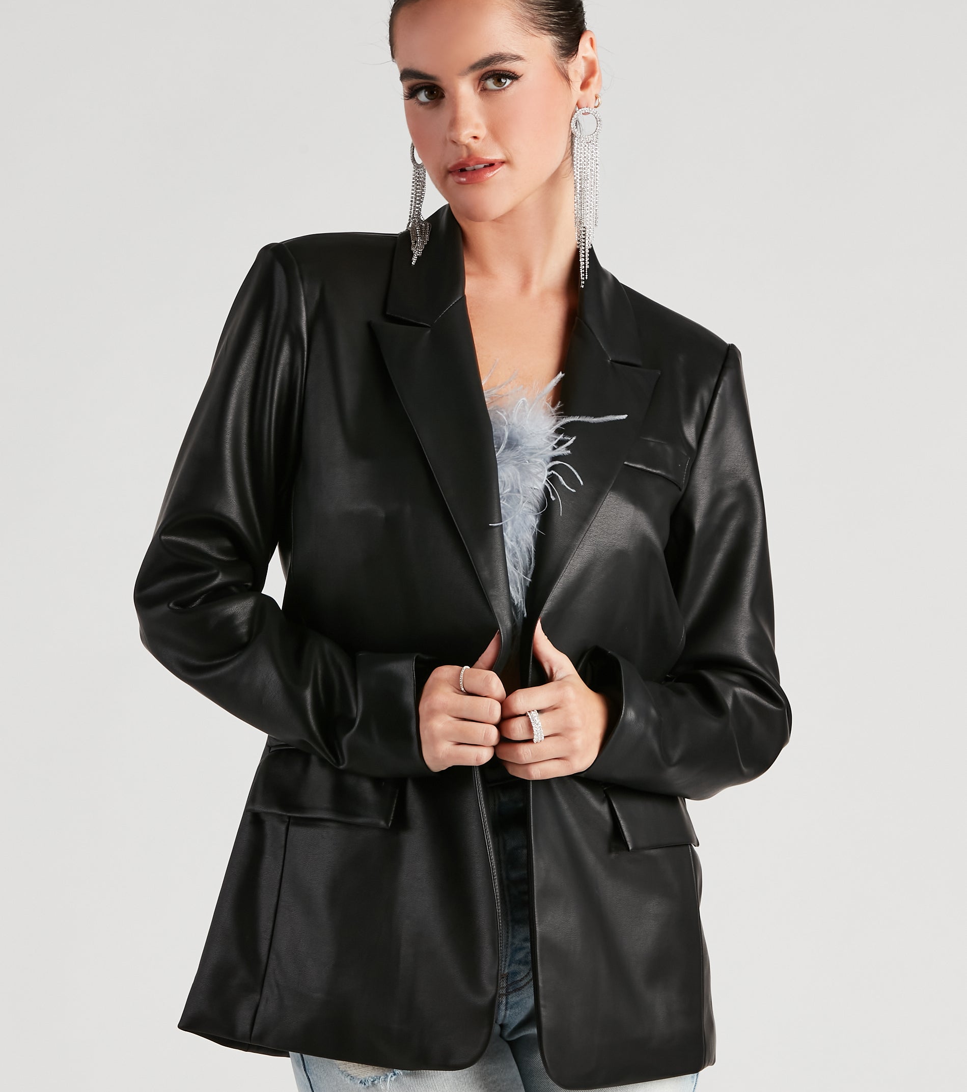 Keep It Trendy Oversized Faux Leather Blazer