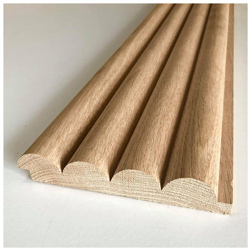 Timeline Timeline Wood 1 in x 5.5 in x 72 in. 11.00 sq ft. Fluted Unfinished Oak Round Slat Wood Wall Panels (4-Pk) 00983