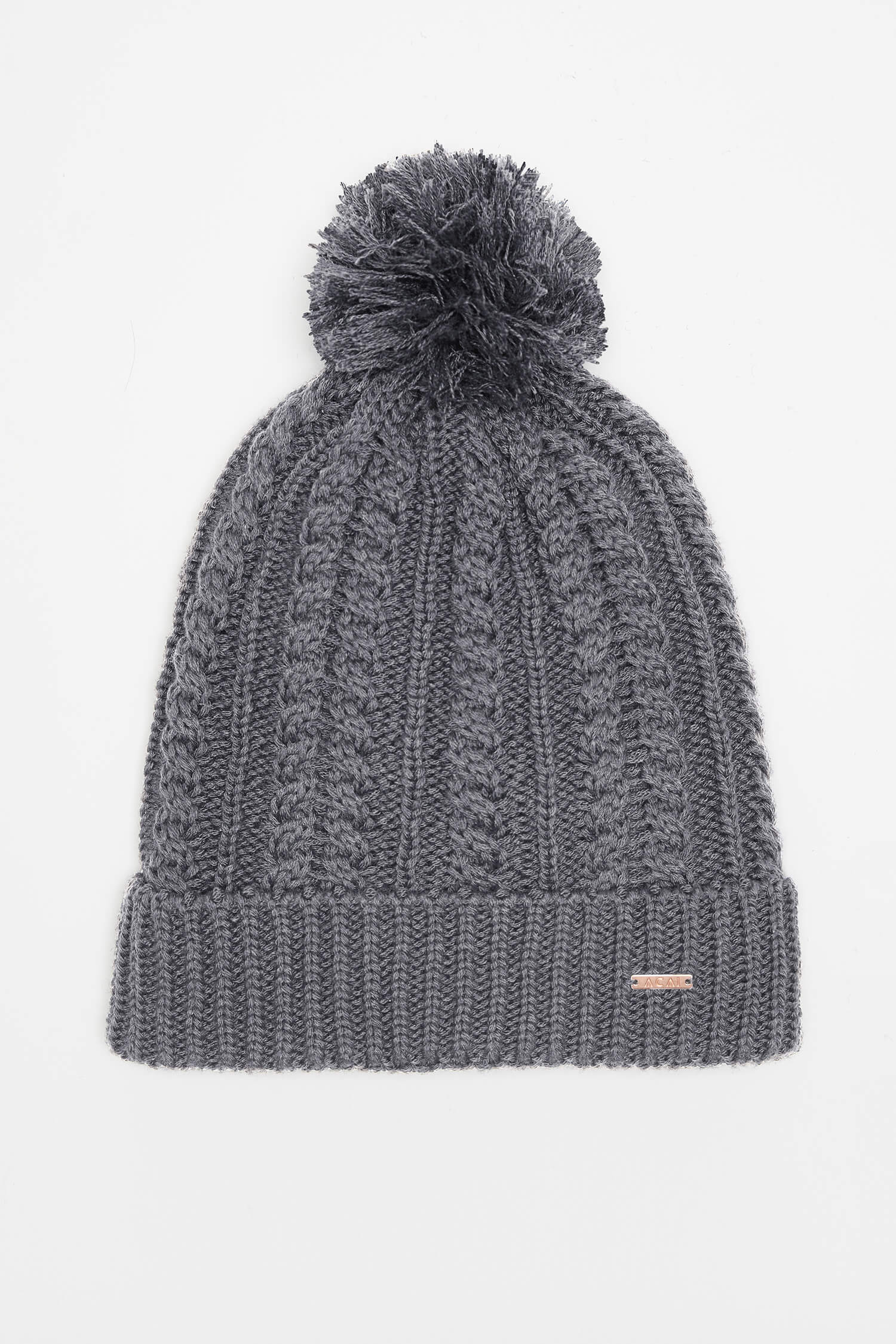 Chunky Knit Bobble Hat - Charcoal