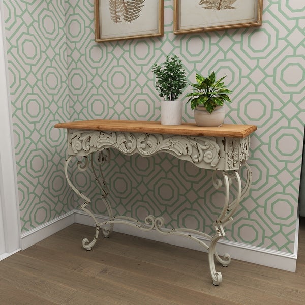 White Iron Farmhouse Console Table 32 x 42 x 16