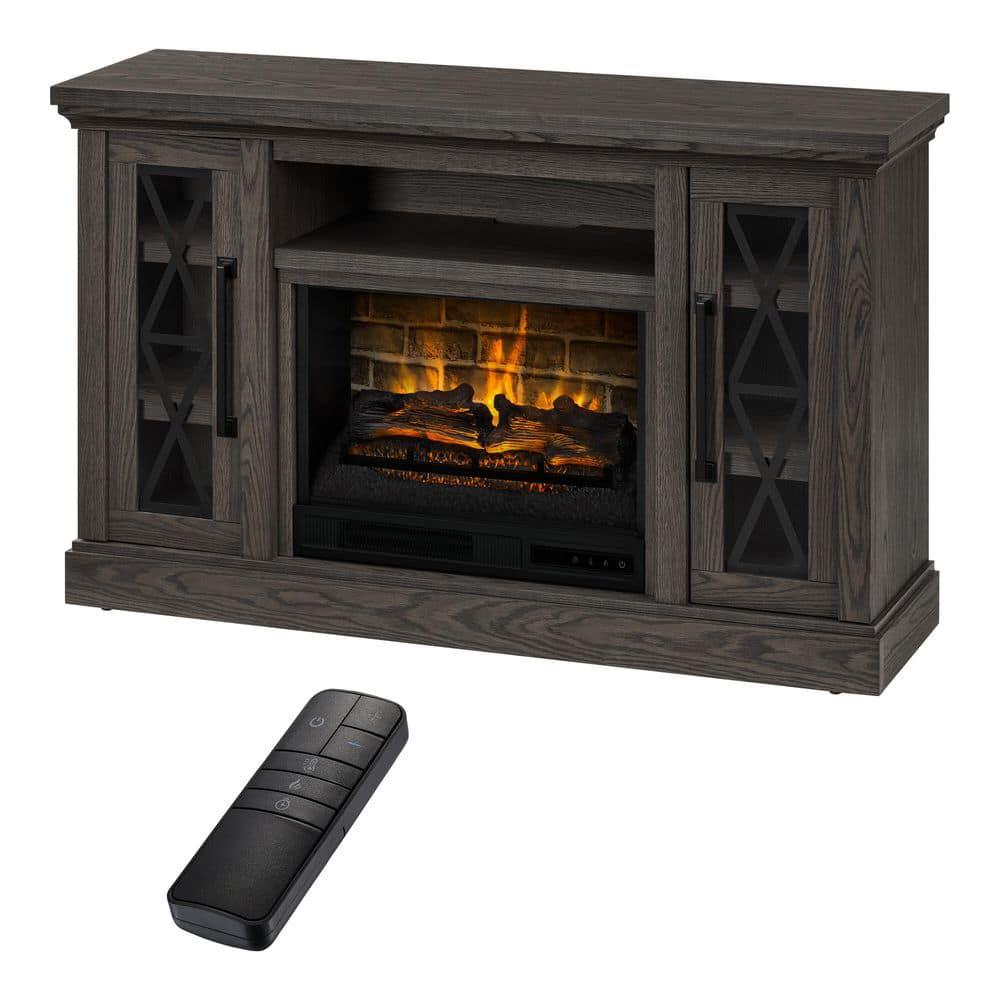 StyleWell Concours 54 in Freestanding Electric Fireplace TV Stand in Warm Gray with Charcoal Oak Grain