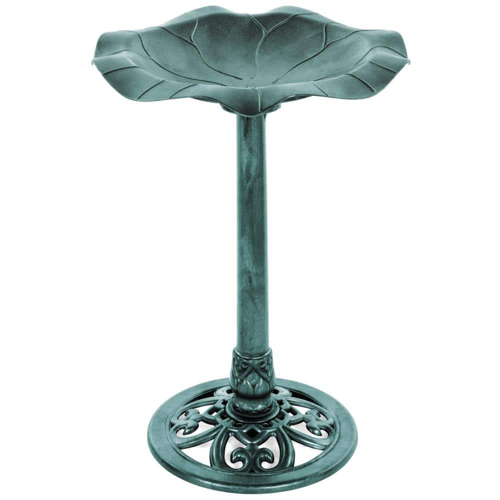 Best Choice Products Lily Leaf Green Pedestal Birdbath SKY4833