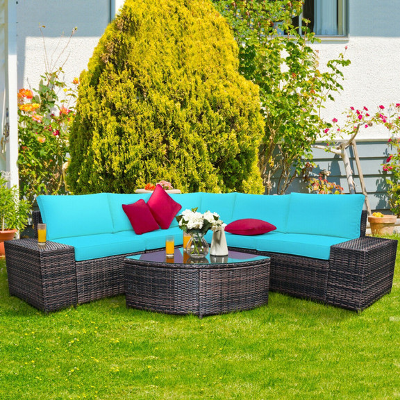 Costway 41930562 6 Piece Wicker Patio Sectional So...