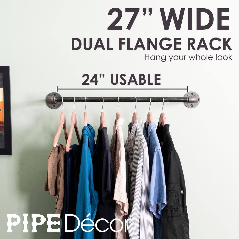 Pipe Decor 12 in. x 2 ft. L Black Pipe Wall Mounted Clothing Rack Kit 365 PDMWD10