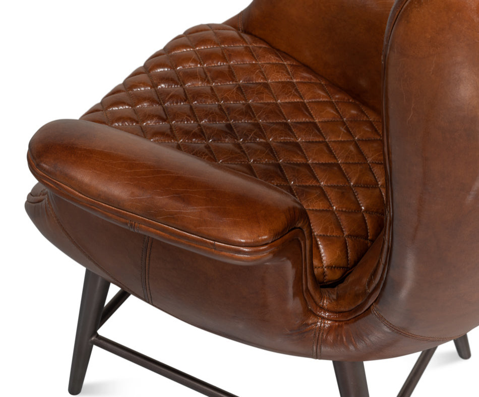 Quilted Vintage Havana Leather Wing Accent Chair   Modern   Armchairs And Accent Chairs   by Sideboards and Things  Houzz