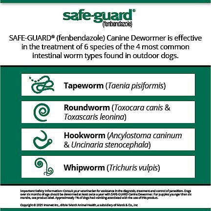 Safe-Guard Dewormer for Hookworms， Roundworms， Tapeworms and Whipworms for Large Breed Dogs