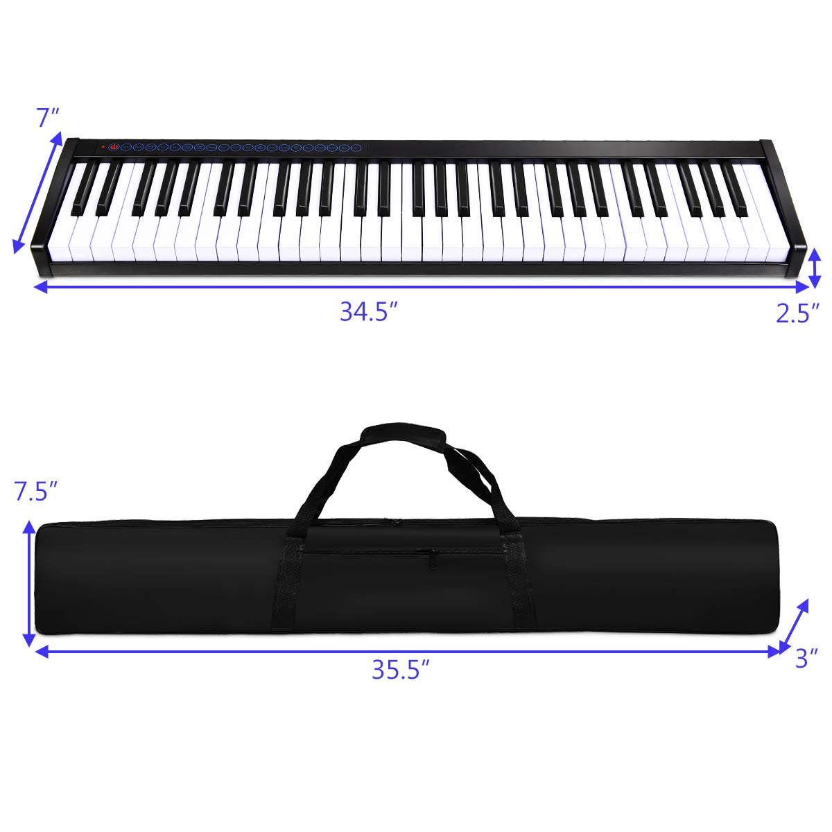 Costzon 61-Key Portable Digital Piano, Upgraded Premium Electric Keyboard W/ 128 Rhythm