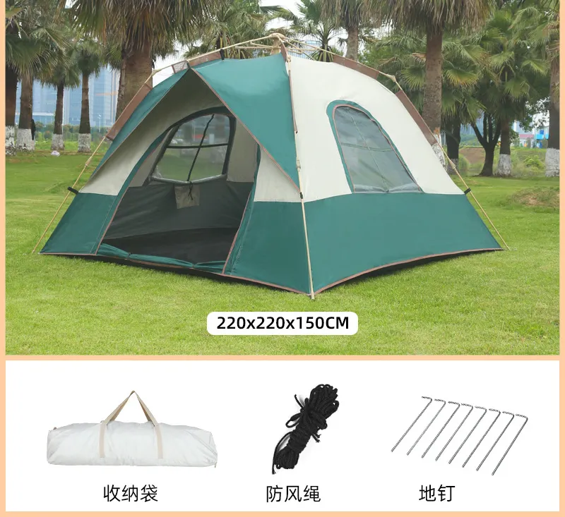 Automatic Camping Tent 1 4 Person Family Tent Double Layer Instant Setup Portable Backpacking Tent Hiking