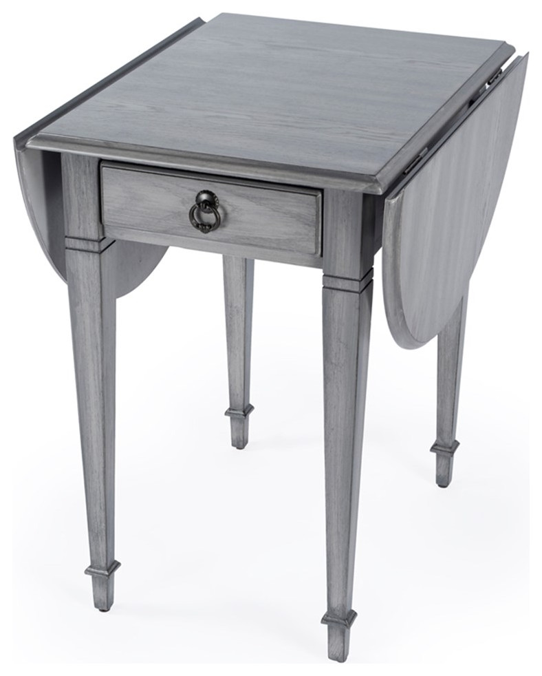 Home Square Powder Wood Pembroke Table in Gray   Set of 2   Farmhouse   Side Tables And End Tables   by Homesquare  Houzz