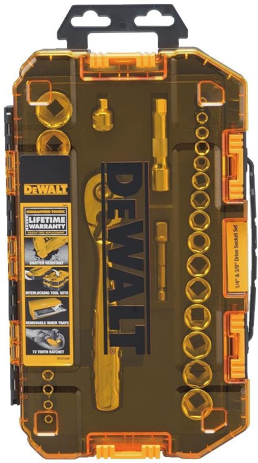 DEWALT Socket Set， 3/8-Inch Drive， SAE/Metric， 34-Piece (DWMT73804)