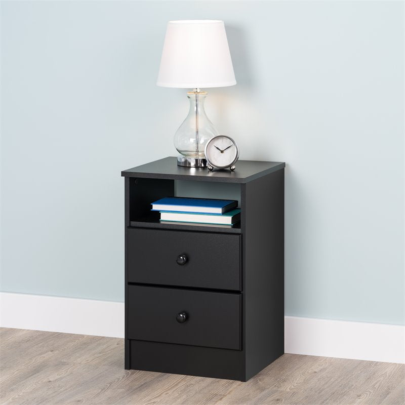 Home Square 4-Piece Set with 2 Nightstands Double Dresser 4-Drawer Chest, Black