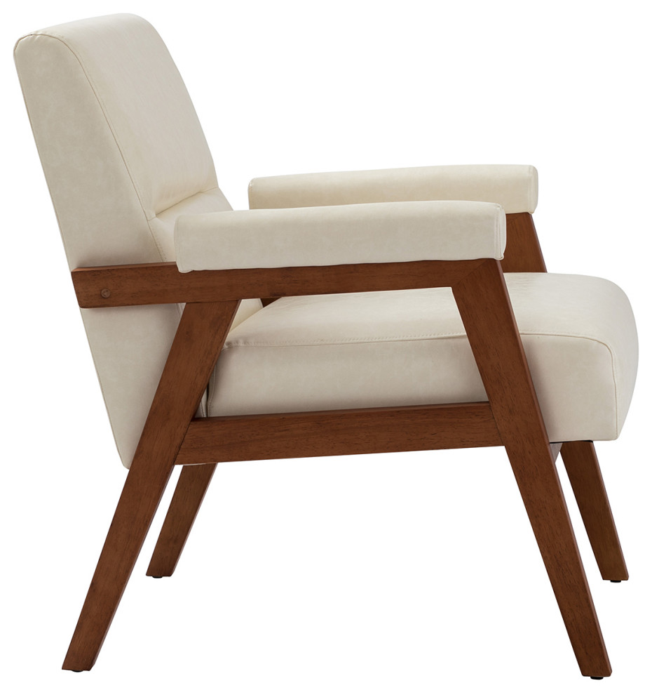 Vegan Leather Armchair With Tufted Design  Set of 2   Midcentury   Armchairs And Accent Chairs   by Karat Home  Houzz