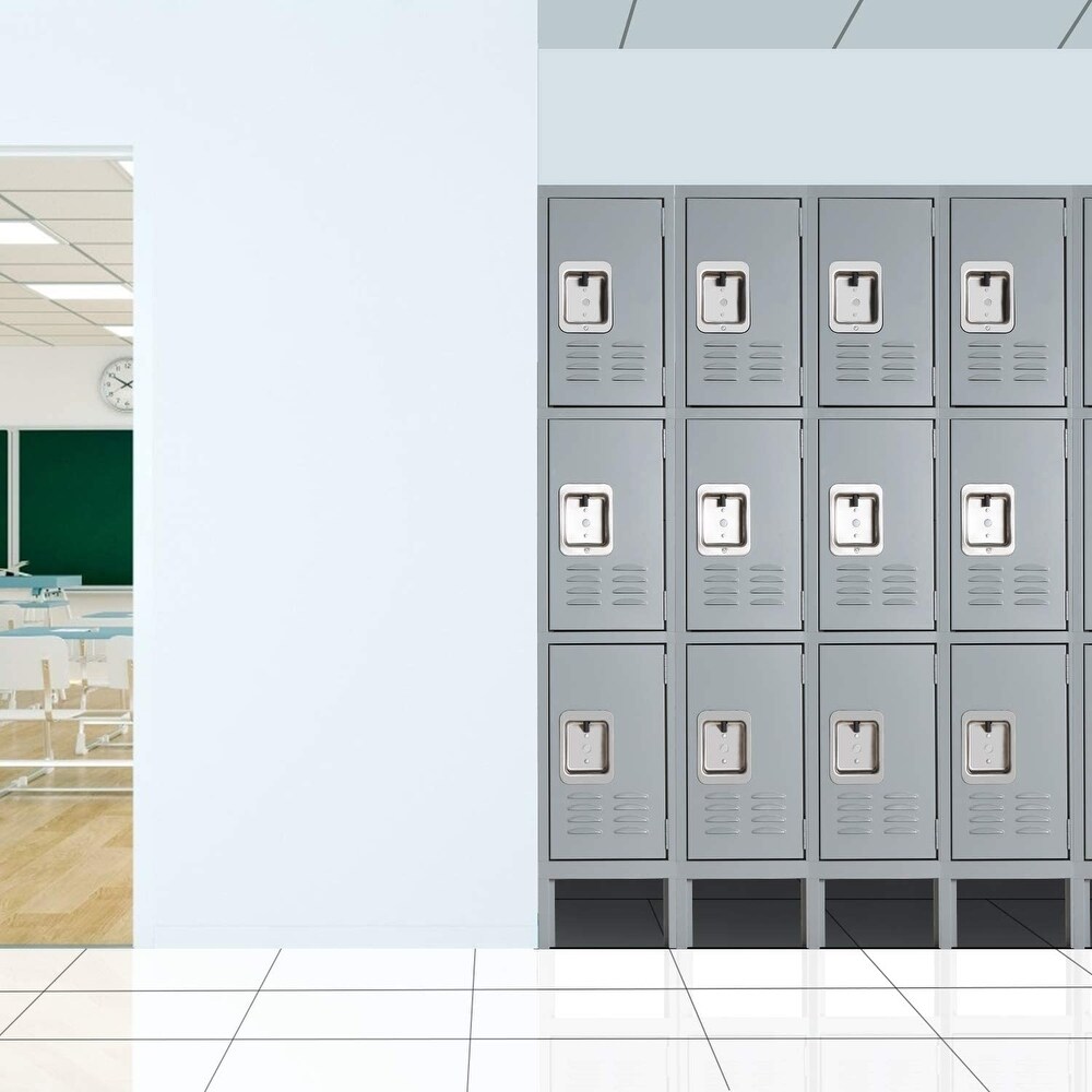 Suncrown 3 Tier Metal Lockers for School Office Gym Metal Storage