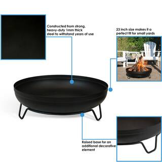 Sunnydaze Decor 23 in. Round Steel Outdoor Wood-Burning Fire Pit Bowl in Black with Stand RCM-542