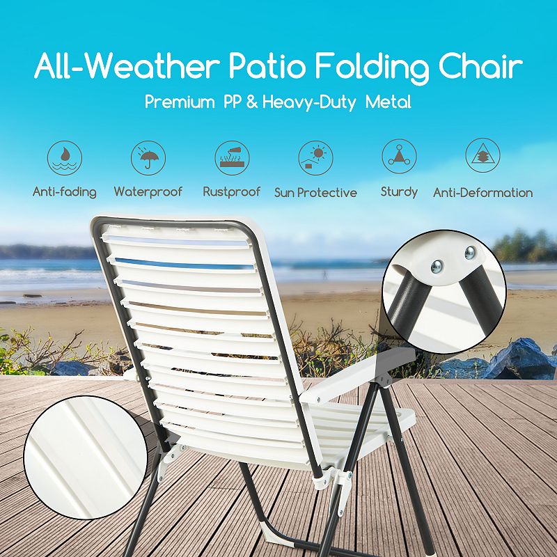 PP Folding Patio Chaise Lounger with 7-Level Backrest