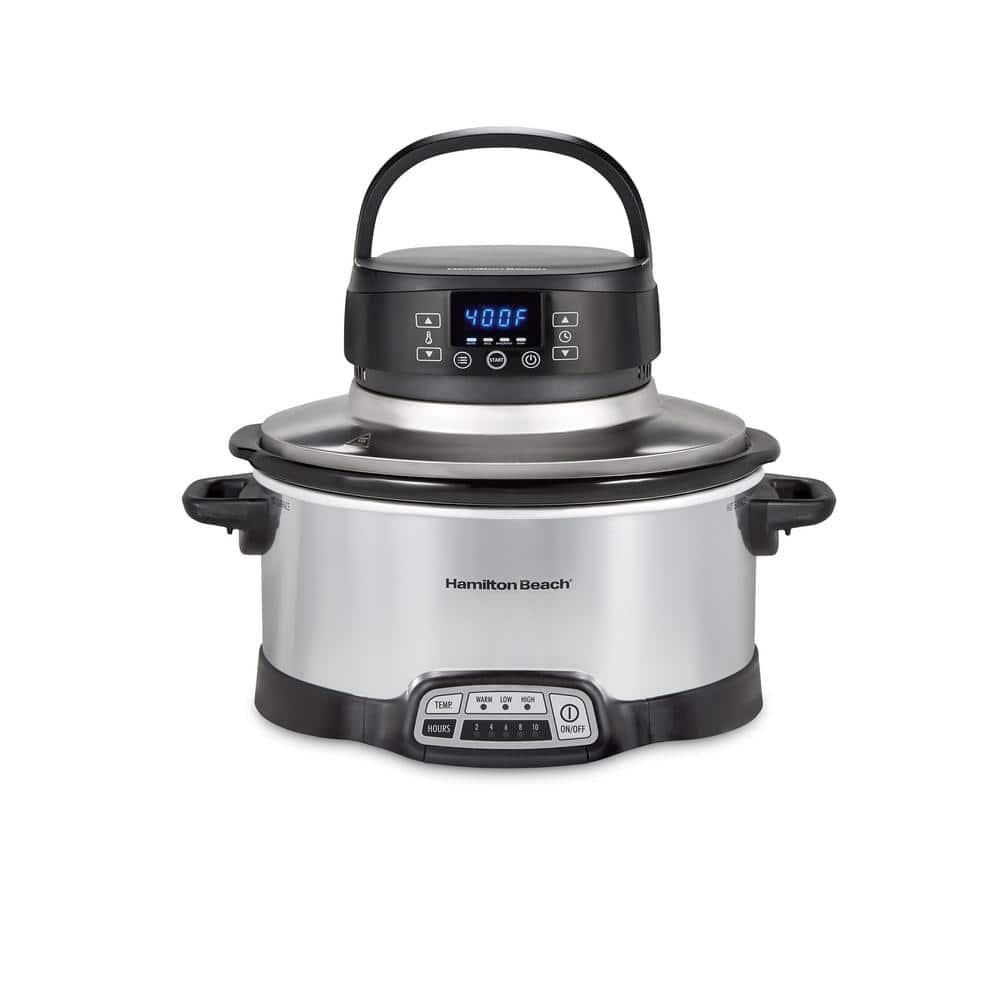 Hamilton Beach 2 in 1 6 Qt Stainless Steel Slow Cooker with Air Fry Lid