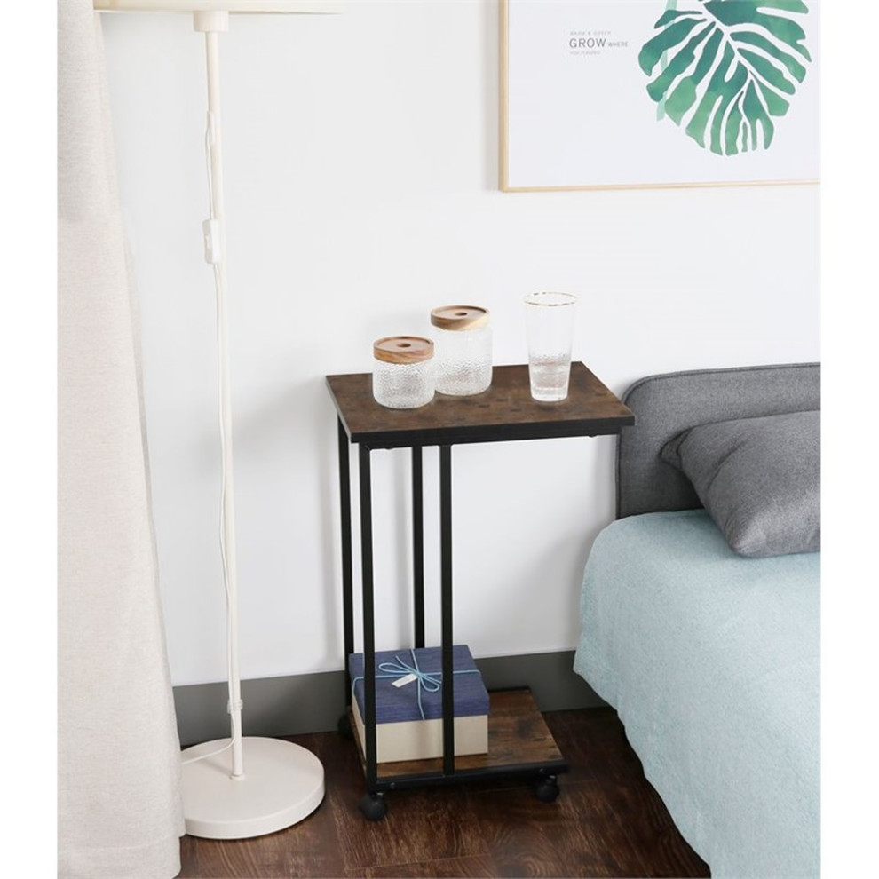 Home Square Modern Wood  ampMetal End C Table in Rustic Brown   Set of 2   Transitional   Side Tables And End Tables   by Homesquare  Houzz