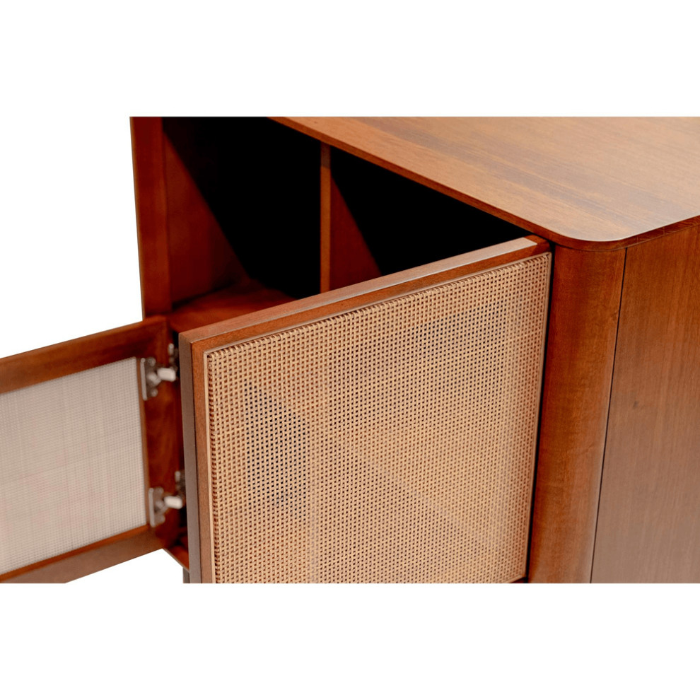 Maple Brown Wood and Wicker Accent Cabinet   Midcentury   Accent Chests And Cabinets   by HomeRoots  Houzz