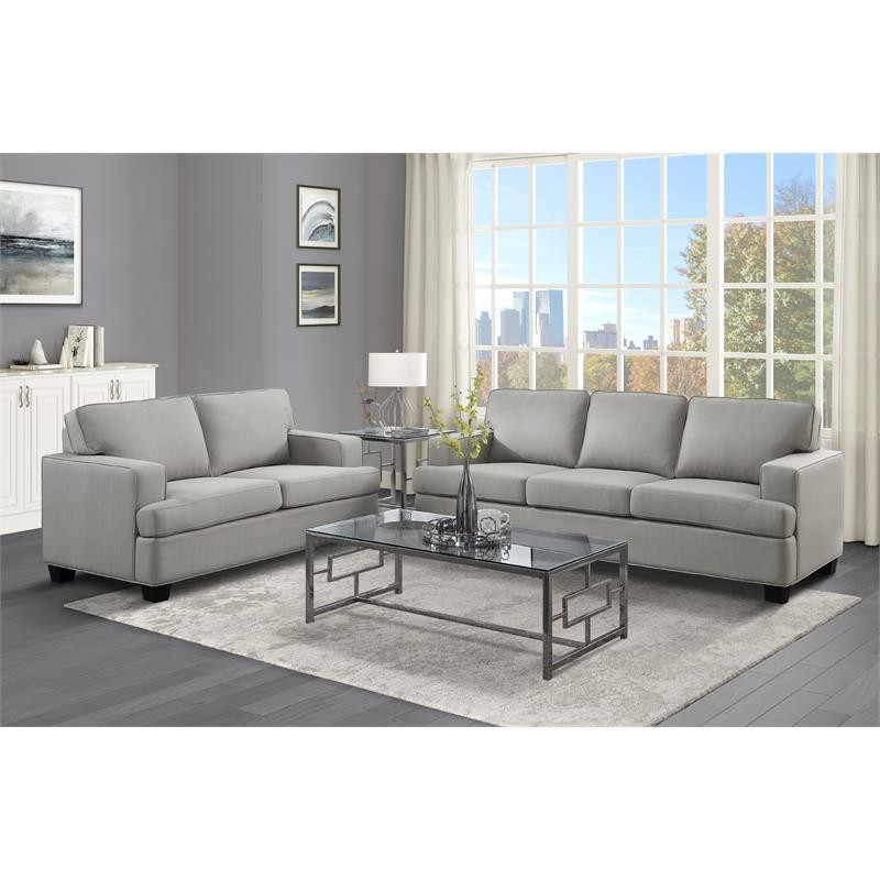 Lexicon Elmont 84 quotTransitional Polyester Fabric Sofa in Blue   Transitional   Sofas   by Homesquare  Houzz