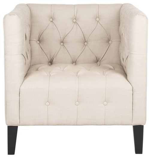 Orabella Tufted Club Chair Beige   Transitional   Armchairs And Accent Chairs   by AED Luxury Home Decor  Houzz