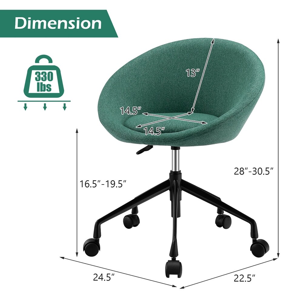 Adjustable Swivel Accent Chair Office Chair Round Back Vanity Chair