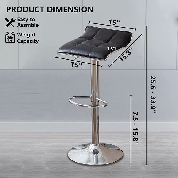 Square Backless Swivel Bar Stools with Metal Base