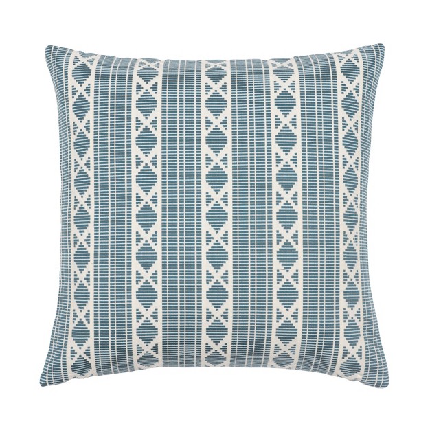 Kaf Home Yarn Dyed Jacquard Decorative Pillow With Feather Filled Insert